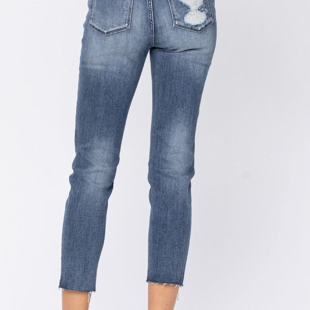 Judy Blue JB88191 RAW HEM HIGH WAIST RELAXED FIT CROP 7/28 - Picture 7 of 11